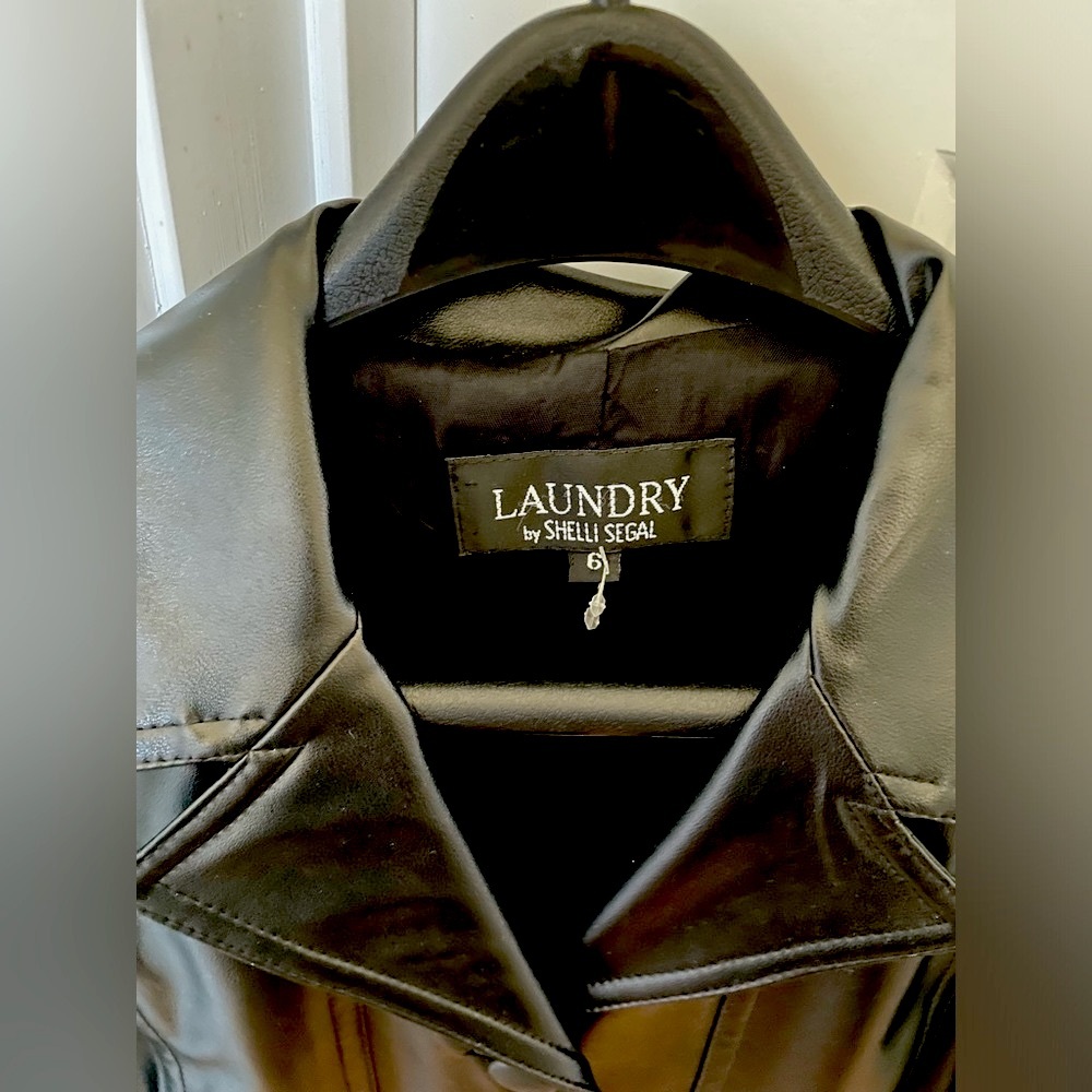 Laundry by Shelli Segal black faux leather jacket, size 6